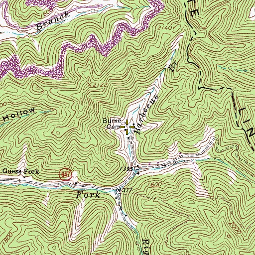 Topographic Map of Burke Cemetery, VA