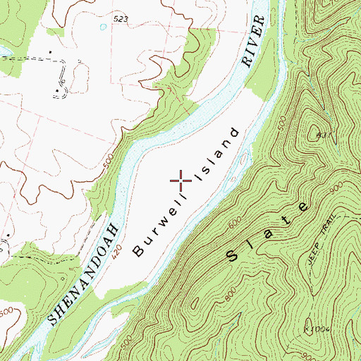 Topographic Map of Burwell Island, VA