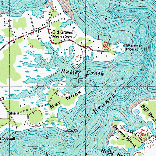 Topographic Map of Butler Creek, VA