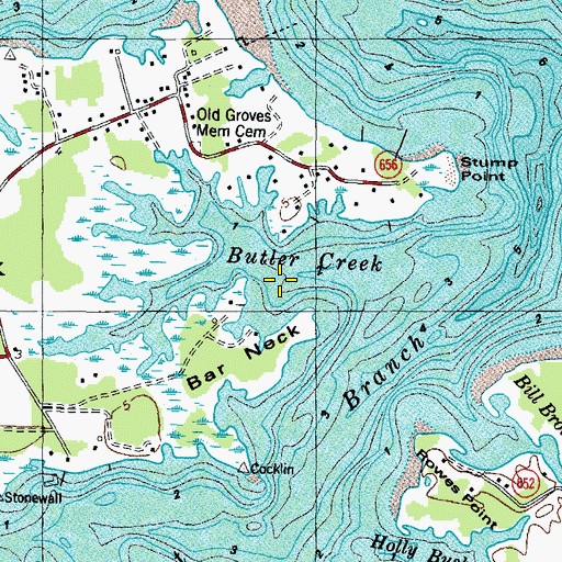 Topographic Map of Butler Creek, VA