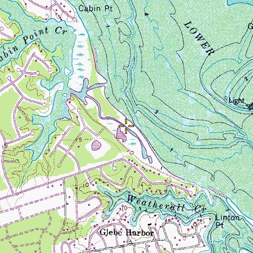 Topographic Map of Cabin Point Creek, VA