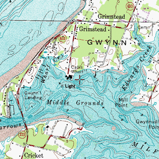 Topographic Map of Callis Wharf, VA