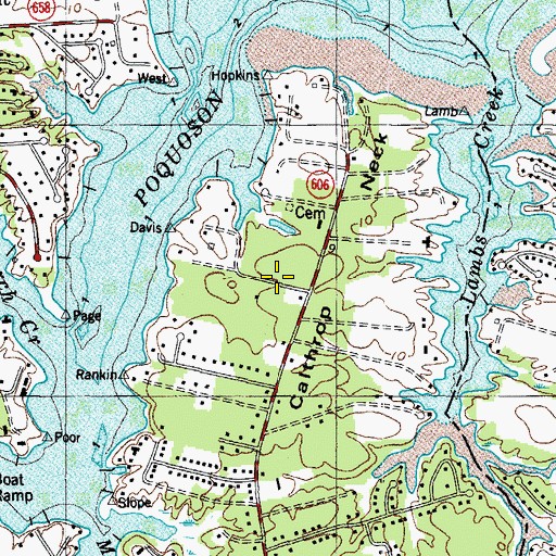 Topographic Map of Calthrop Neck, VA