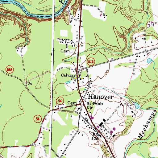 Topographic Map of Calvary Church, VA