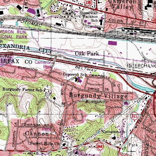 Topographic Map of Cameron Elementary School, VA