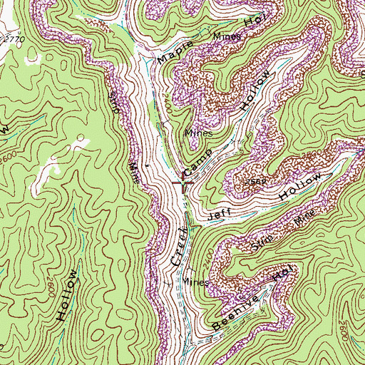Topographic Map of Camp Hollow, VA