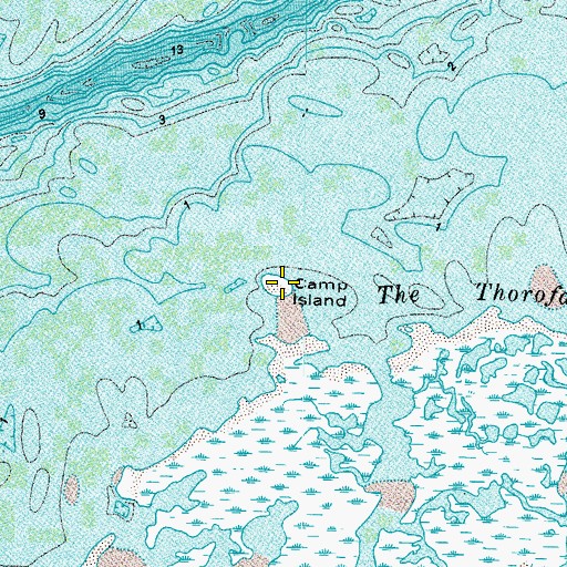 Topographic Map of Camp Island, VA