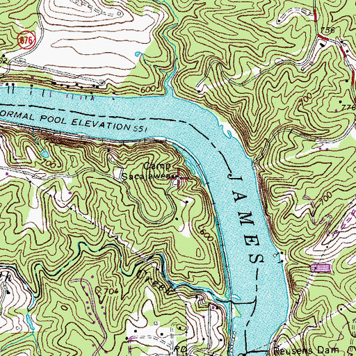Topographic Map of Camp Sacajqwea, VA
