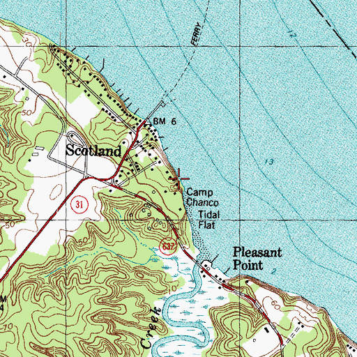 Topographic Map of Camp Chanco, VA