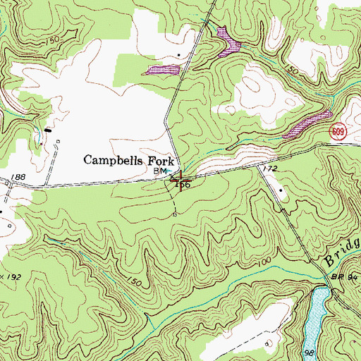 Topographic Map of Campbells Fork, VA