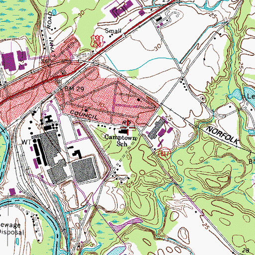 Topographic Map of Camptown School, VA