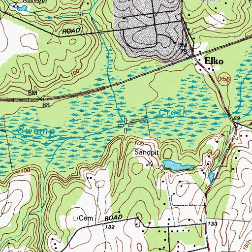 Topographic Map of Canal Swamp, VA