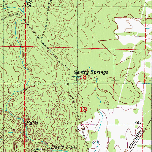 Topographic Map of Gentry Springs, AL