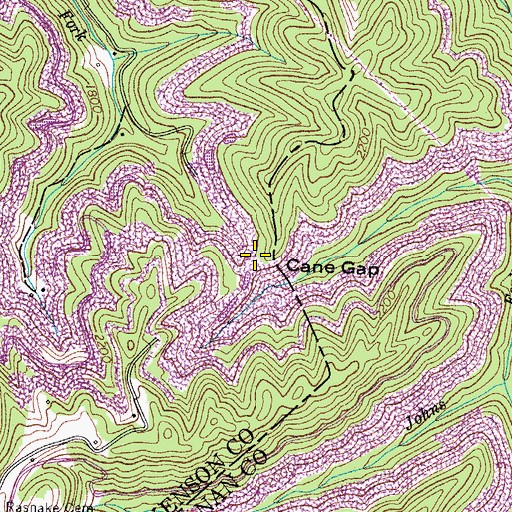 Topographic Map of Cane Gap, VA