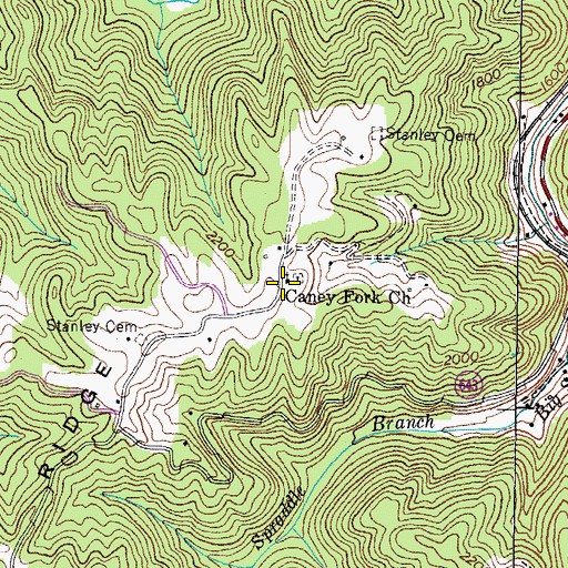Topographic Map of Caney Fork Church, VA