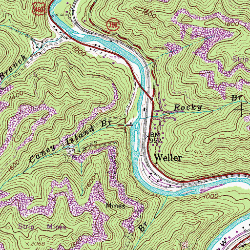 Topographic Map of Caney Island Branch, VA