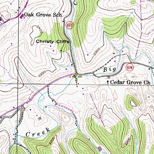 Topographic Map of Carr Creek, VA