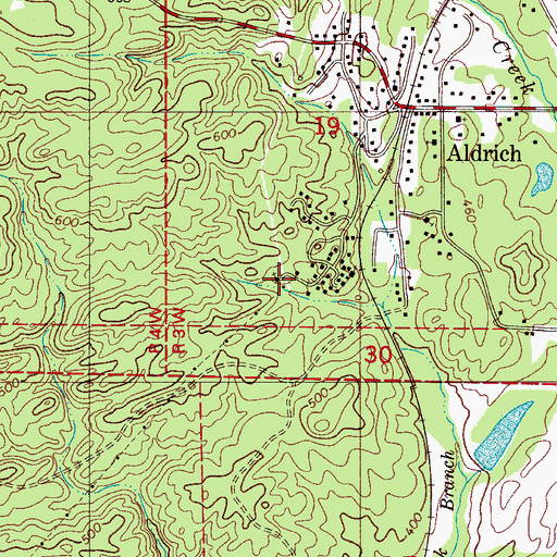 Topographic Map of Green Chapel Church, AL