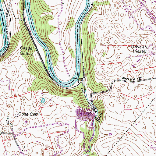 Topographic Map of Castle Run, VA