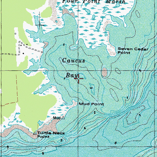 Topographic Map of Caucus Bay, VA