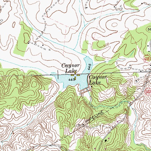 Topographic Map of Caynor Lake, VA