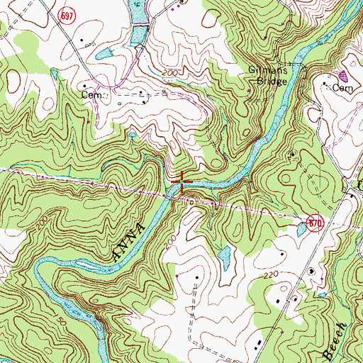 Topographic Map of Cedar Creek, VA