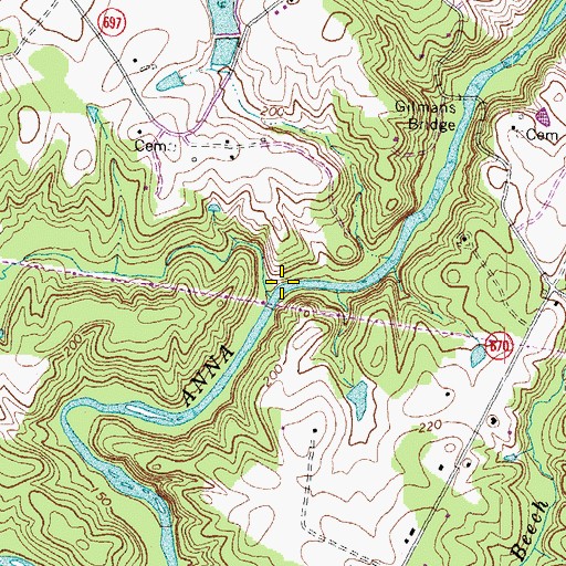 Topographic Map of Cedar Creek, VA