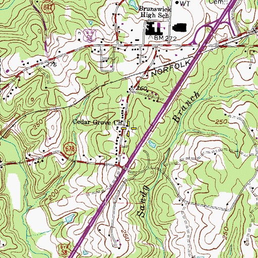 Topographic Map of Cedar Grove Church, VA