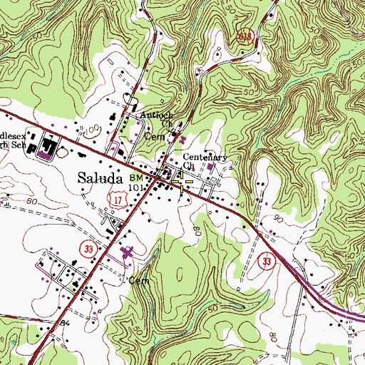 Topographic Map of Centenary Cemetery, VA