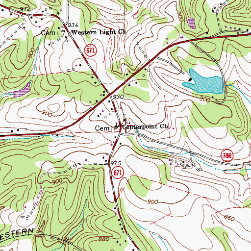 Topographic Map of Centerpoint Church, VA