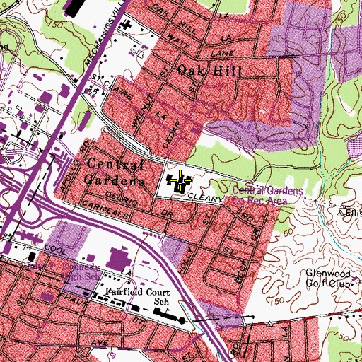 Topographic Map of Central Gardens School, VA