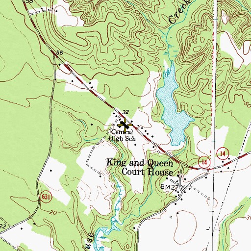 Topographic Map of Central High School, VA