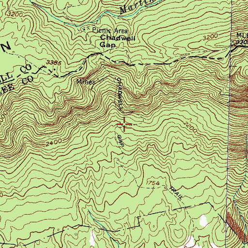 Topographic Map of Chadwell Gap Trail, VA