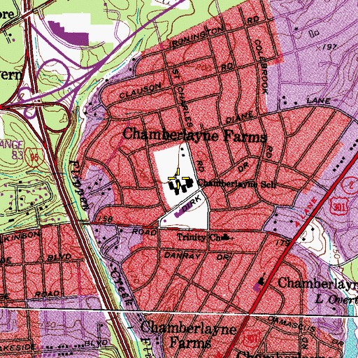 Topographic Map of Chamberlayne Elementary School, VA