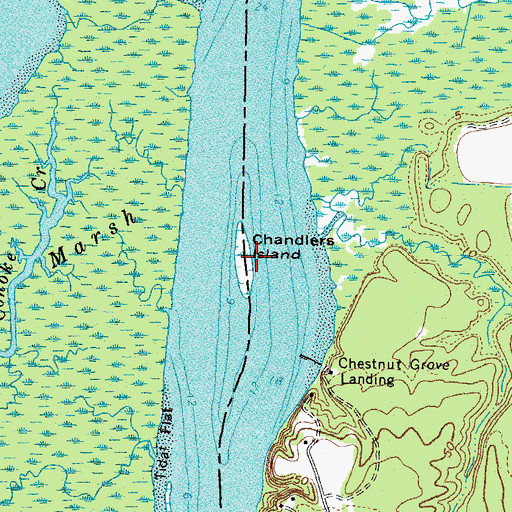 Topographic Map of Chandlers Island, VA