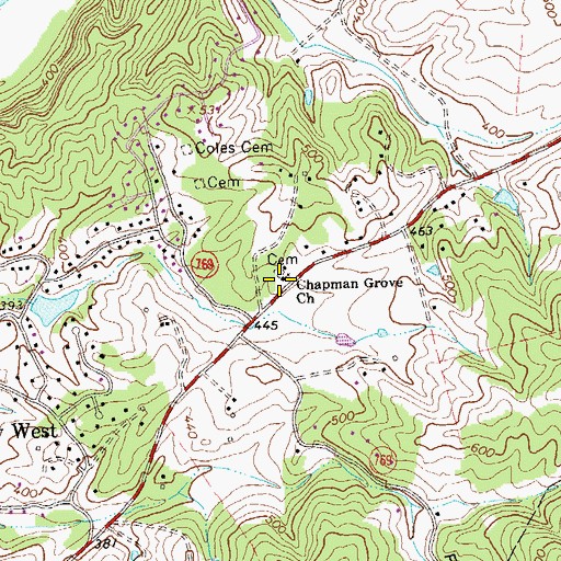 Topographic Map of Chapman Grove Church, VA