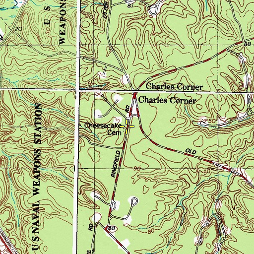 Topographic Map of Cheesecake Cemetery, VA