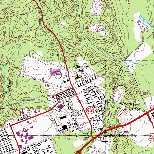 Topographic Map of Cheney School, VA