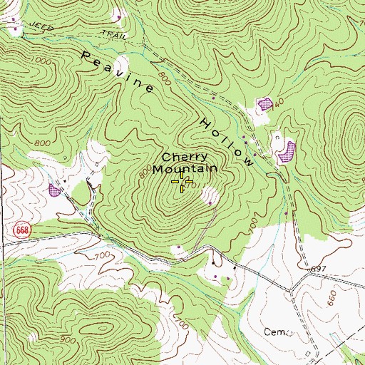Topographic Map of Cherry Mountain, VA
