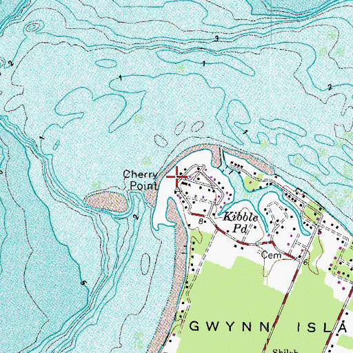 Topographic Map of Cherry Point, VA