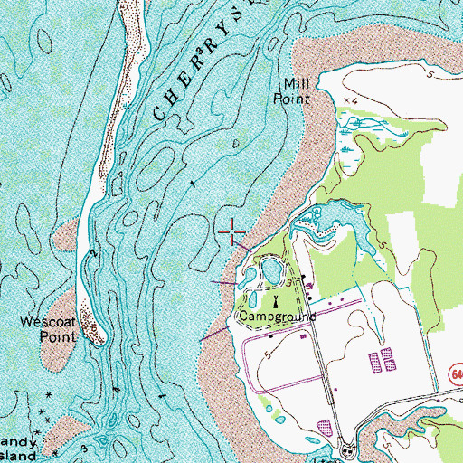 Topographic Map of Cherrystone Inlet, VA