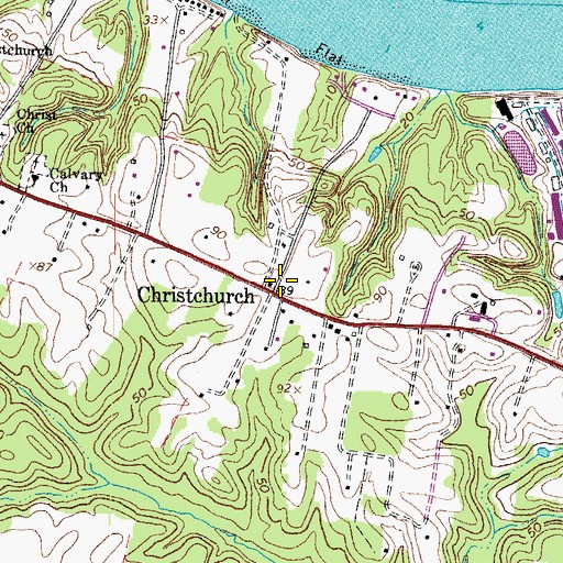 Topographic Map of Christchurch, VA