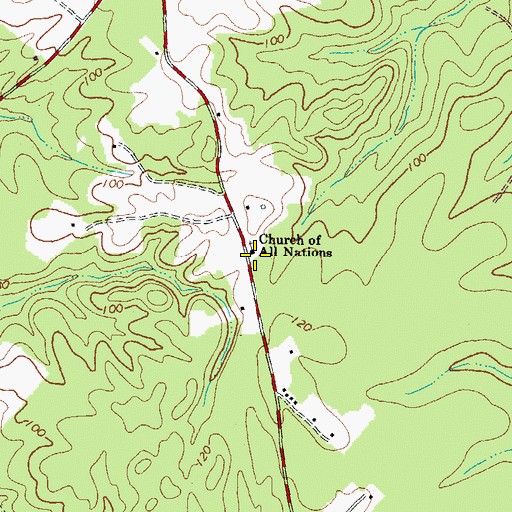 Topographic Map of Church of All Nations, VA