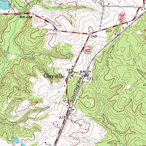Topographic Map of Clayville, VA