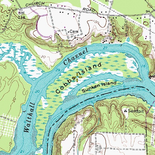 Topographic Map of Cobbs Island, VA