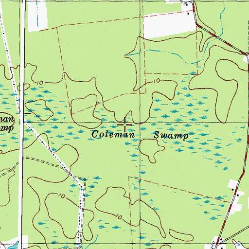 Topographic Map of Coleman Swamp, VA
