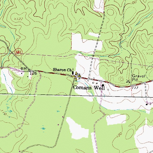 Topographic Map of Comans Well, VA