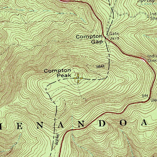Topographic Map of Compton Peak, VA