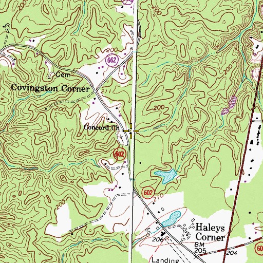 Topographic Map of Concord Church, VA