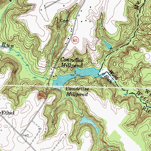 Topographic Map of Connellee Millpond, VA